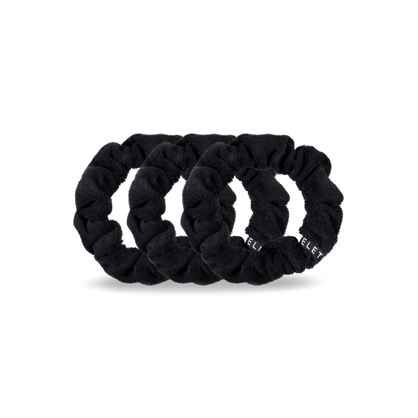 TELETIES - Terry Cloth Hair Scrunchie | Large | Jet Black