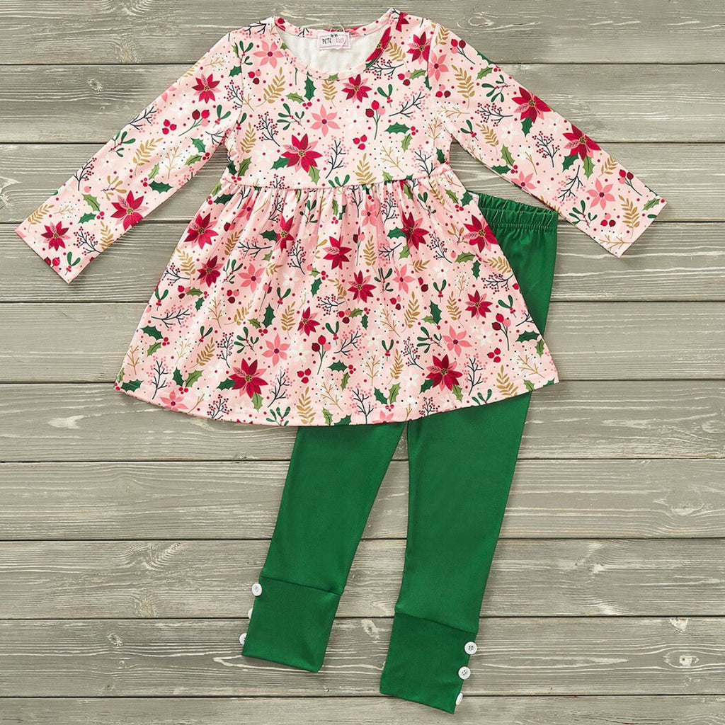 Poinsettias & Plaid Pant Set