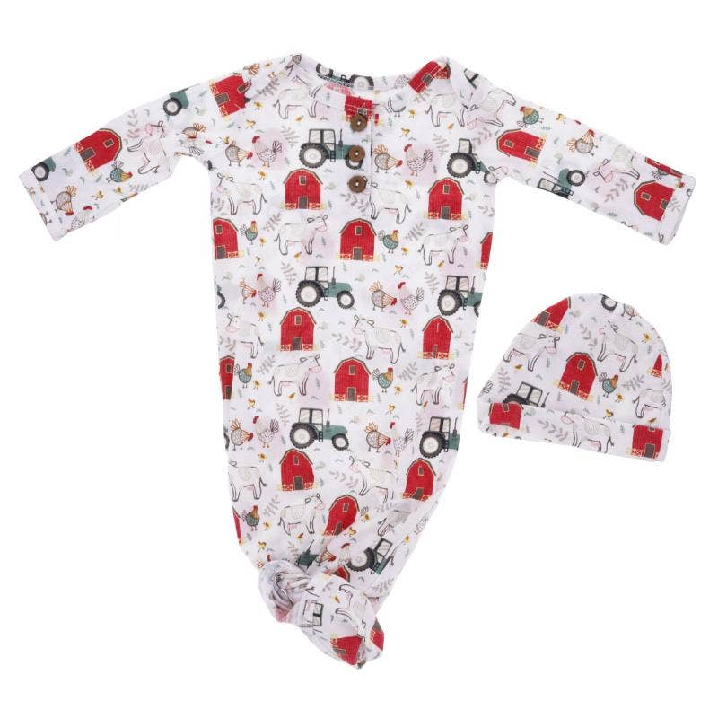 Jane Marie - Kids Down On the Farm Infant Gown and Beanie Set