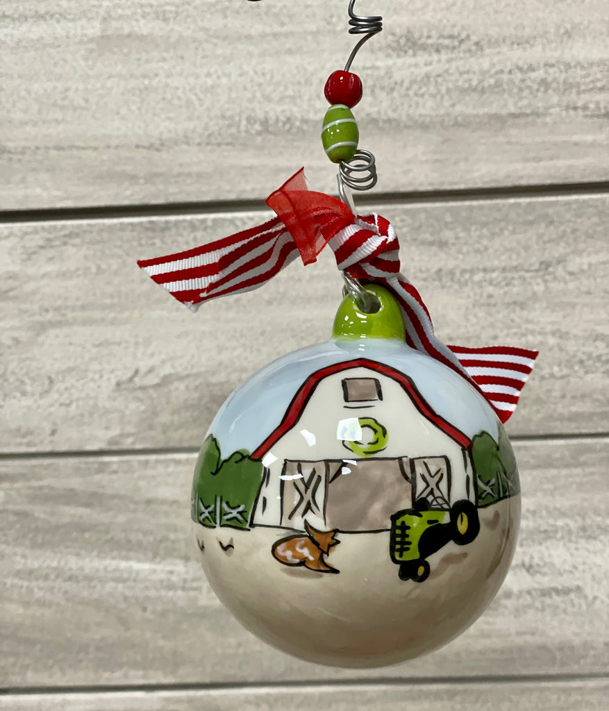 Barn and Tractor Ornament