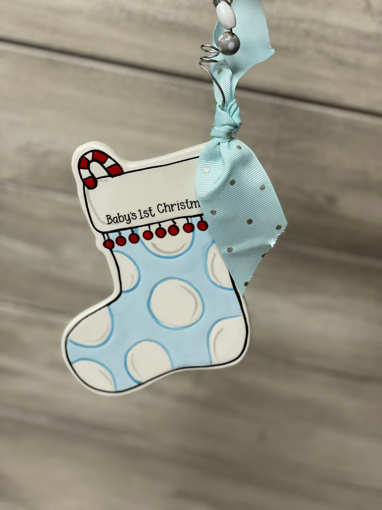 Baby 1st Christmas Stocking Flat Ornament