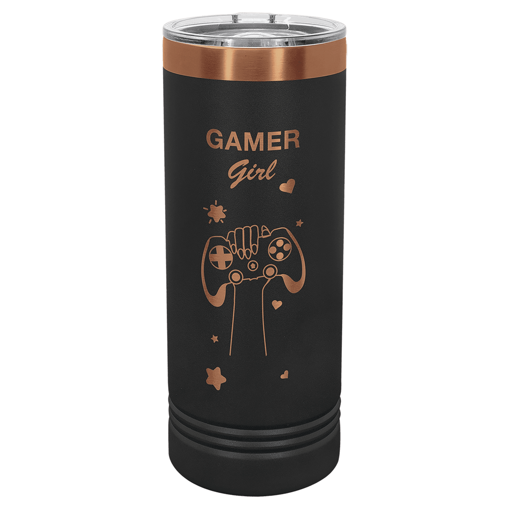 Polar Camel 22 oz Skinny Tumbler with Slider Lid - Black/Rose Gold