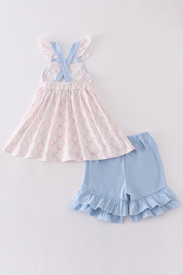 Pink Bow Print Girl Set