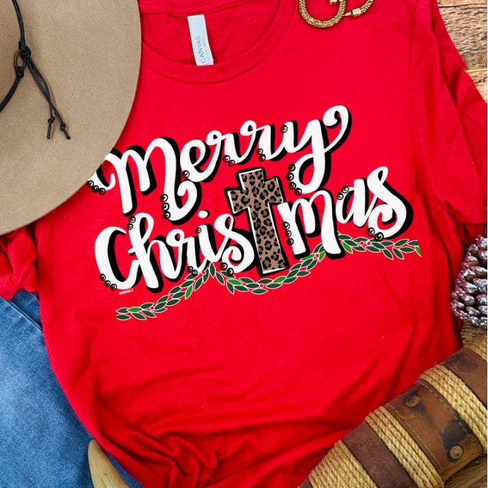 Merry Christmas Cross Tee