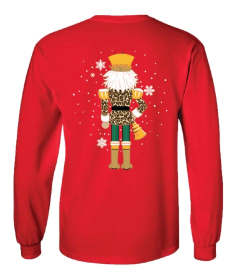 Youth Nutcracker on Red Long Sleeve Christmas Tee