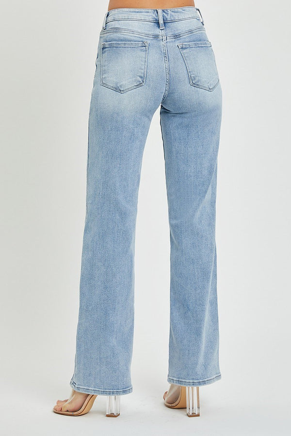 RISEN MID-RISE STRAIGHT LIGHT JEANS