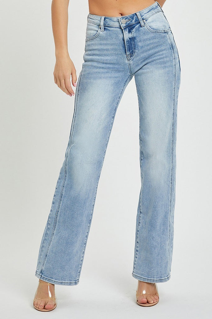 RISEN MID-RISE STRAIGHT LIGHT JEANS