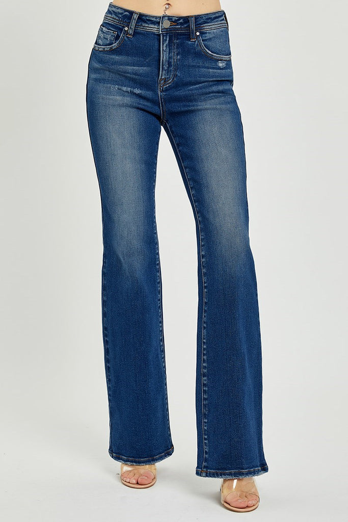 RISEN HIGH RISE-BOOTCUT LIGHT JEANS DARK