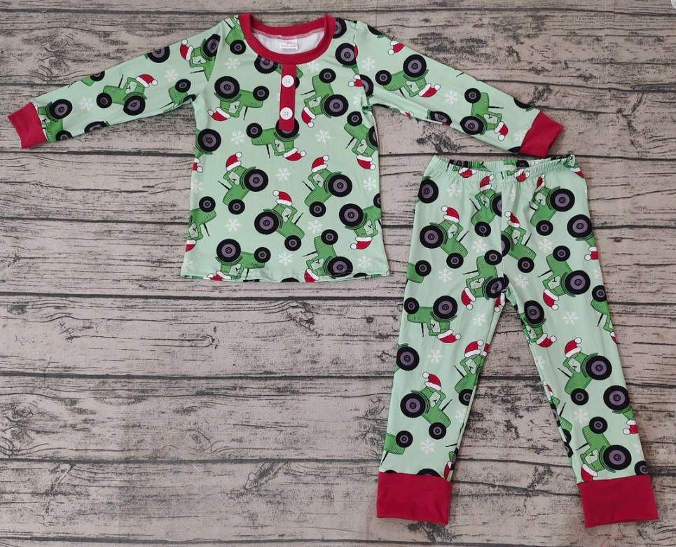 Baby Boys Christmas Tractor Shirt Pants Pajamas