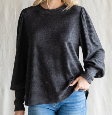 Ribbed knit top with a U-neck