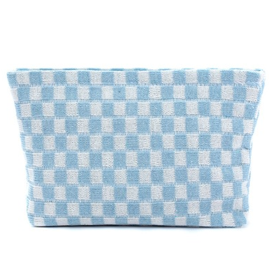 CHECKERED COSMETIC MAKEUP POUCH CLUTCH BAG