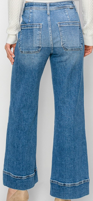 Risen Medium High Rise Wide Leg Jeans