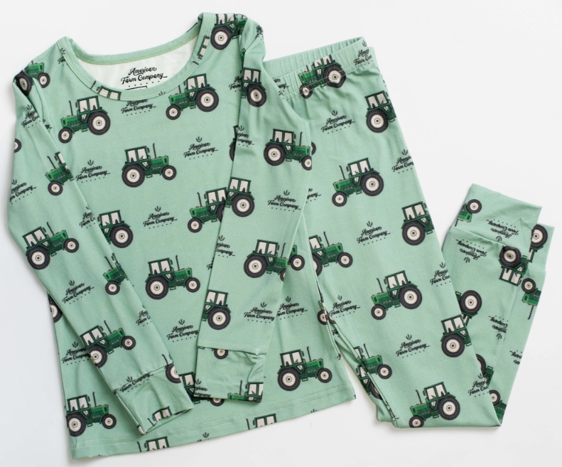 Bamboo Afc Green Tractor Toddler Pajamas