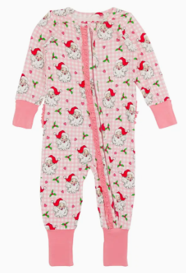 Dear Santa Bamboo Viscose Convertible Ruffle One Piece Pajama