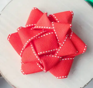 Red with White Stitch Gift Hair Bow