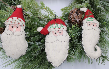 8" Quilted Felt Santa Face Ornament