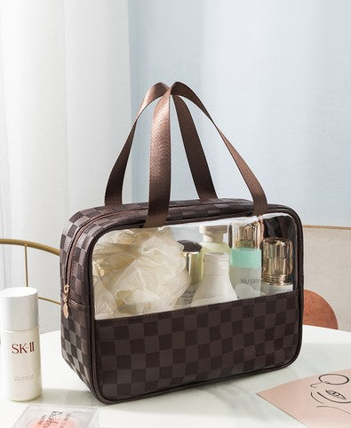 Checkered Pattern Travel Clear Bag