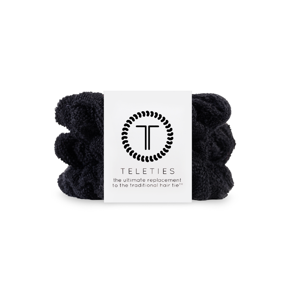 TELETIES - Terry Cloth Hair Scrunchie | Large | Jet Black