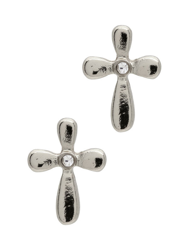 LAURA JANELLE ROUND CROSS STUD EARRINGS