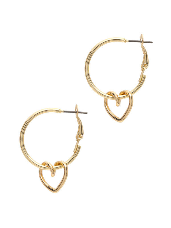 LAURA JANELLE HOOP & HEART CHARM EARRINGS