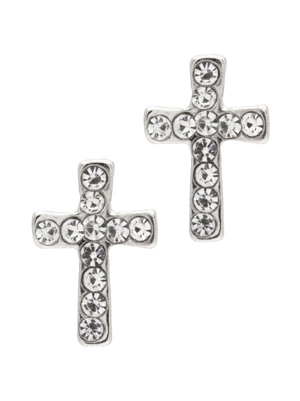 LAURA JANELLE CRSTAL CROSS STUD EARRINGS