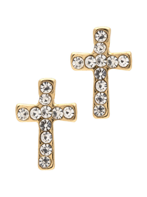 LAURA JANELLE CRSTAL CROSS STUD EARRINGS