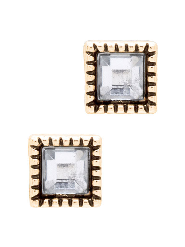 LAURA JANELLE BEAD SQUARE STUD EARRINGS