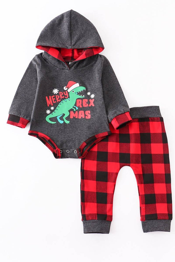 Merry rex mas baby dino hoodie set