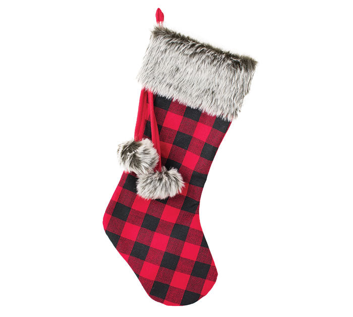 Stocking Buffalo Plaid with Faux Fur - Matarow