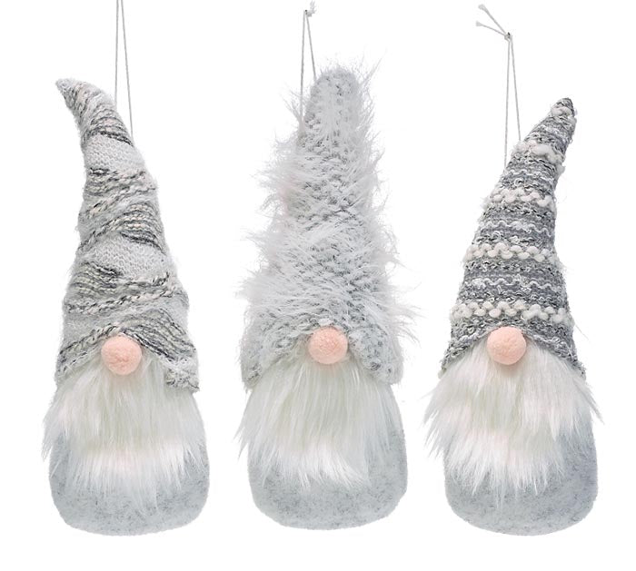 Gnome Gray and White Ornament