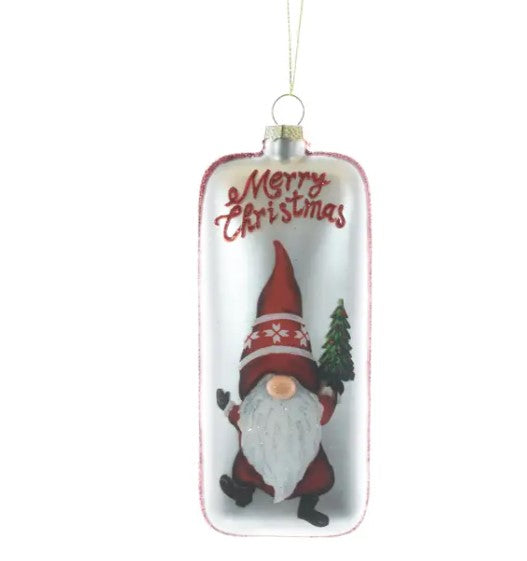 Glass Holiday Gnome Ornament