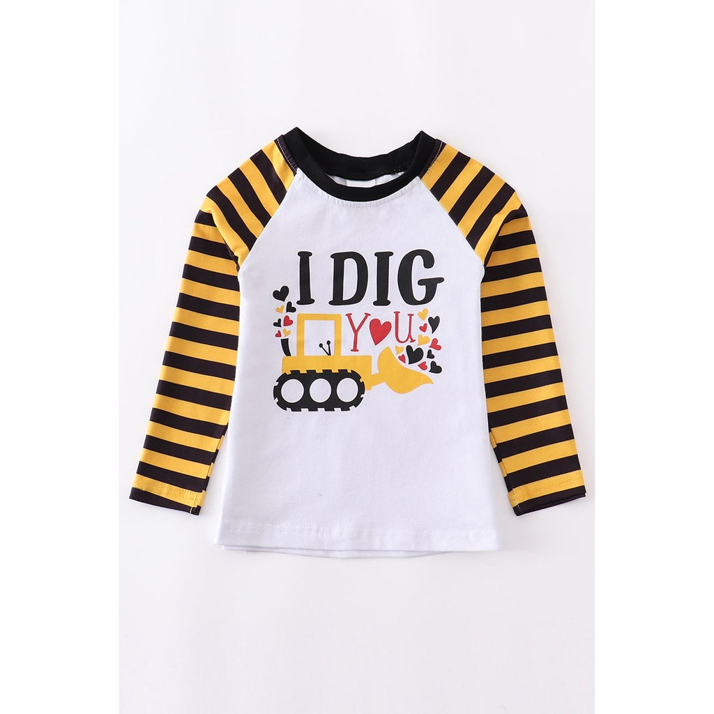 Striped I Dig You raglan boy shirt